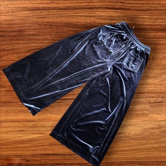 Madewell Dark Blue Velvet Cropped Lounge Pants - Picture 3 of 7